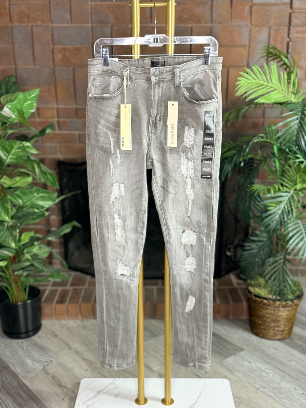 Reason Distressed Skinny Jeans Grey Men’s 30x32 NWT